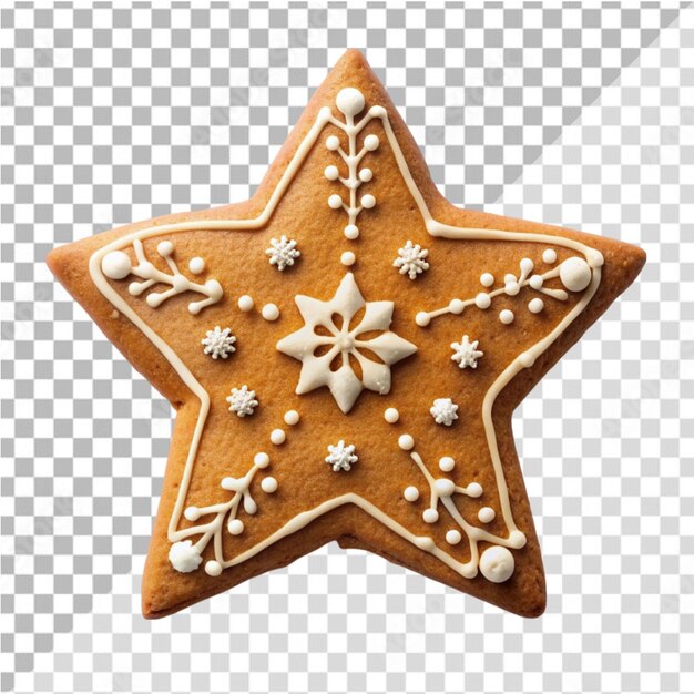 PSD gingerbread star isolated on transparent background