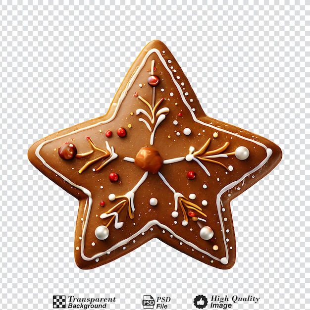 gingerbread star isolated on transparent background