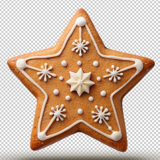 PSD gingerbread star isolated on transparent background