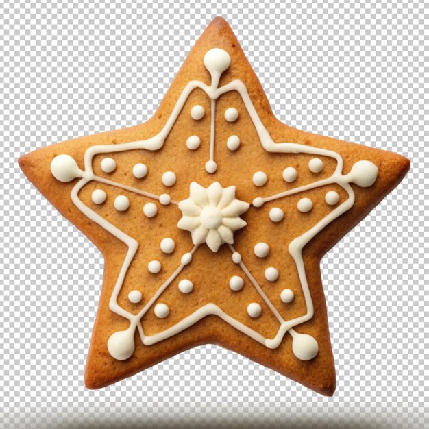 PSD gingerbread star isolated on transparent background