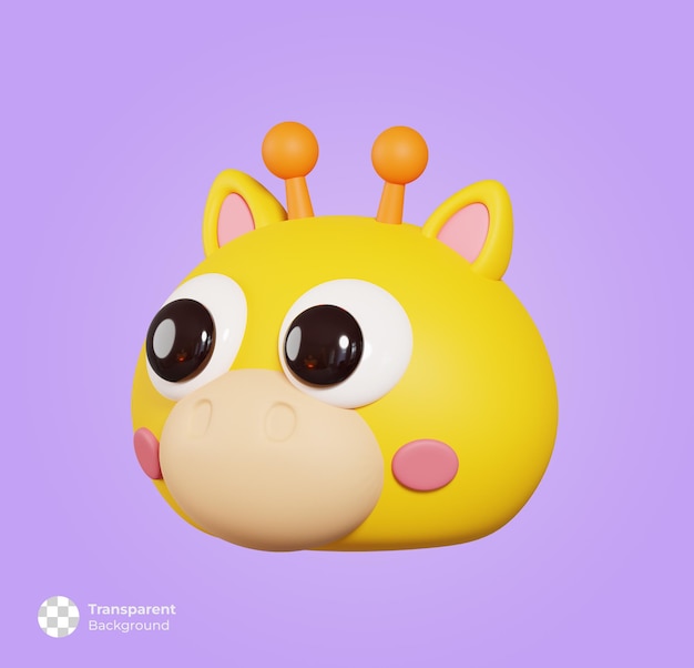 Giraffe Face Side View Isolated Cute Cartoon Animal Head 3D Render Illustration