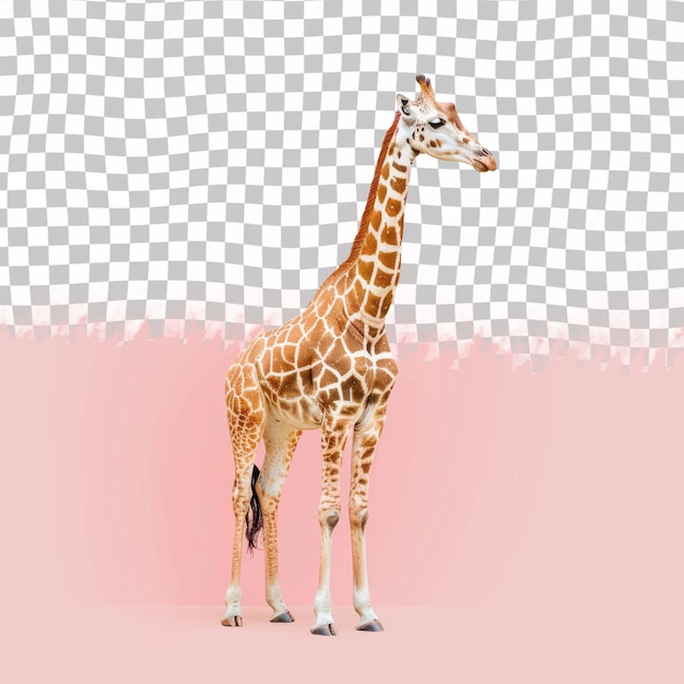 PSD a giraffe is standing in front of a pink background