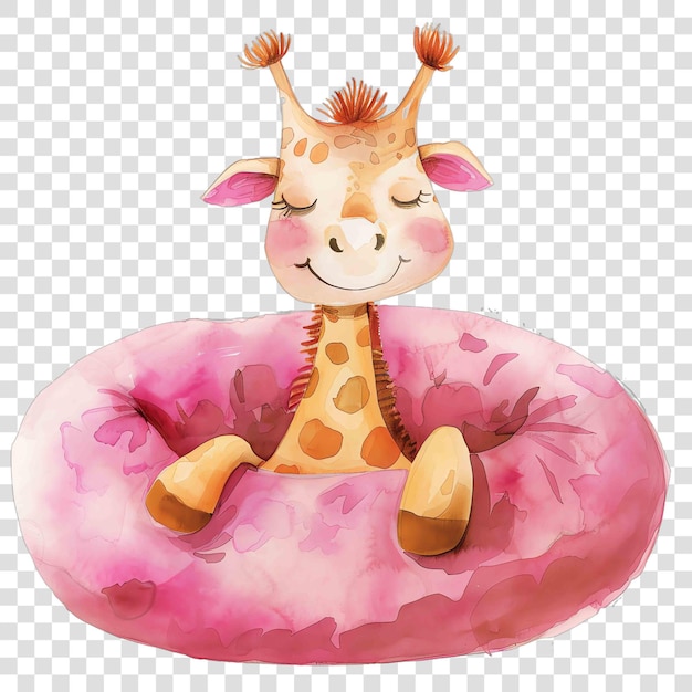 Giraffe in pink bed nuresery watercolor