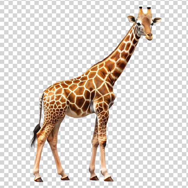 A giraffe standing on transparent background