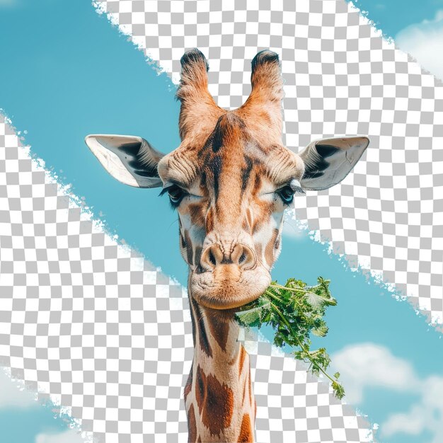 PSD a giraffe with a blue sky and a picture of a giraffe on it