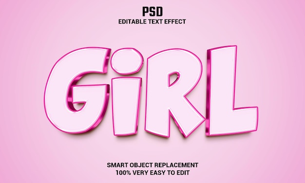 Girl 3d editable text effect with background Premium Psd