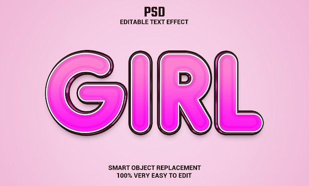 Girl 3d editable text effect with background Premium Psd