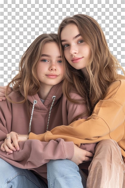 PSD girl best friends isolated on transparent background