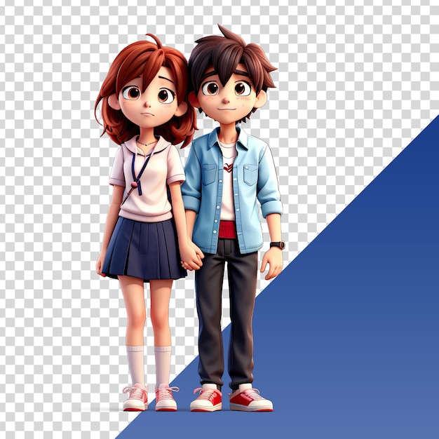 PSD a girl and a boy are standing together and the girl is wearing a white shirt