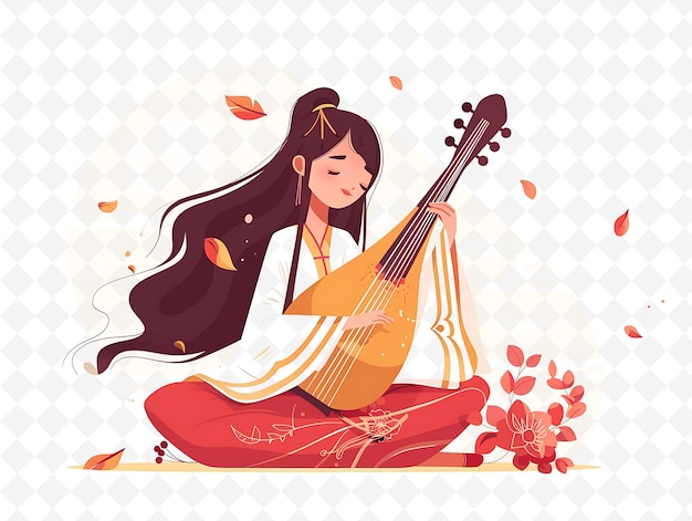 a girl playing a violin with a flowered background