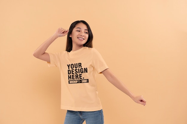 Girl portrait wearing shirt mockup