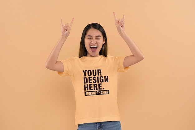 Girl portrait wearing shirt mockup