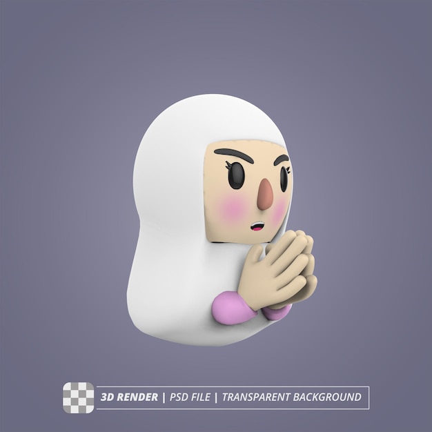 GIRL PRAYING 3D CHARACTER ISOLATED IMAGES