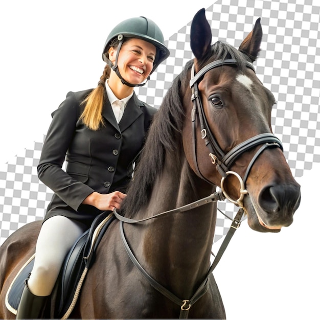 PSD a girl riding a horse with a black and white drawer