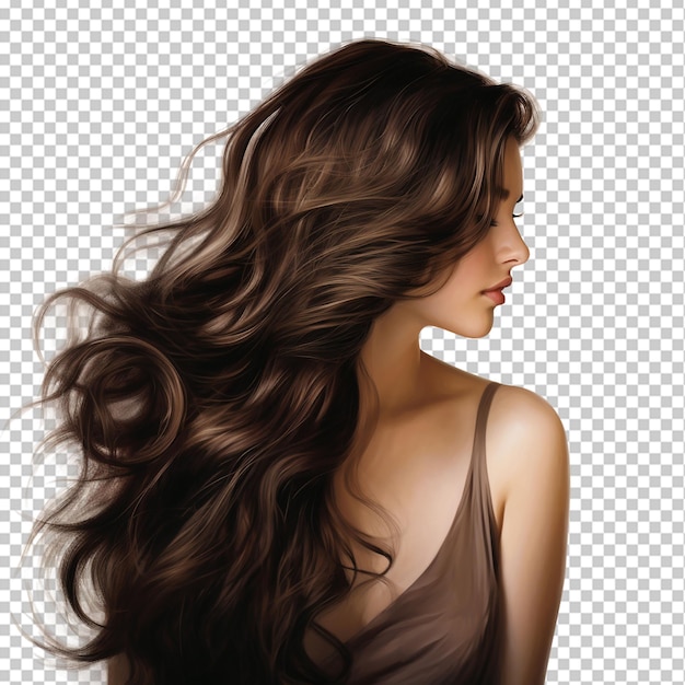 girl silky dark brown wavy hairs png