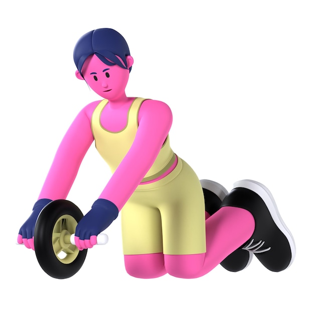 Girl Sport Roller Abs Workout Fitness