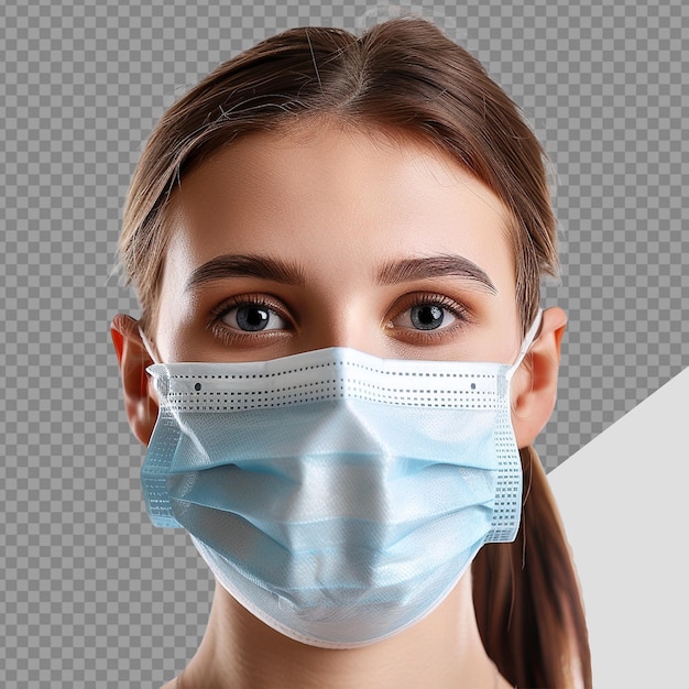 Girl wear face mask png isolated on transparent background