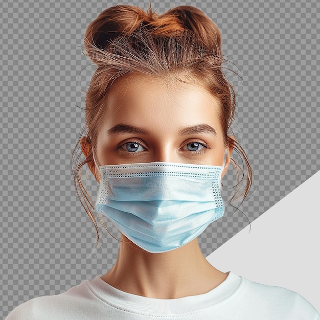 Girl wear face mask png isolated on transparent background