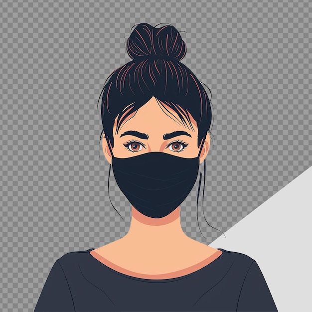 Girl wear face mask png isolated on transparent background