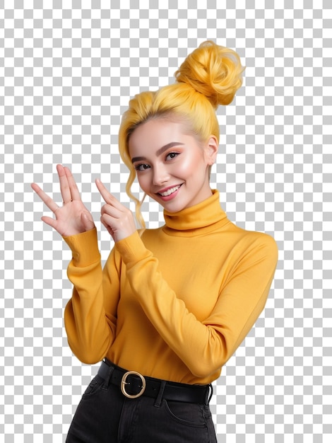 PSD a girl with blonde hair wearing a yellow sweater