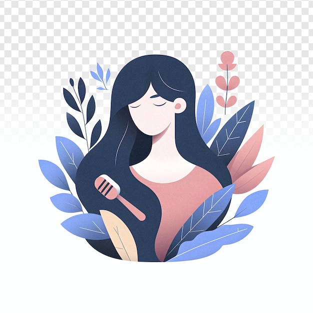 a girl with long black hair sits in a circle with a flower in her hair