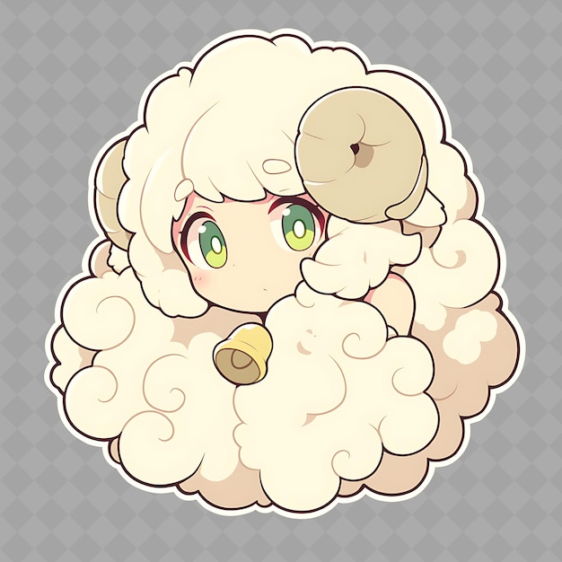 PSD a girl with a sheep on her head and an apple on her head