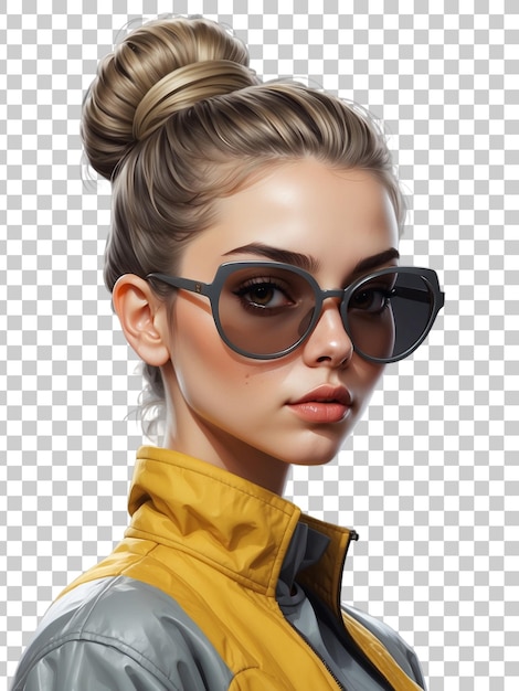 PSD a girl with sunglasses and a yellow shirt with a yellow top