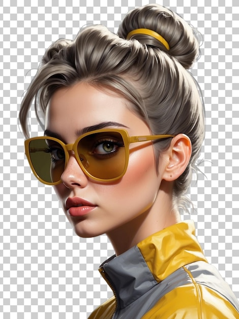 PSD a girl with sunglasses and a yellow shirt with a yellow top