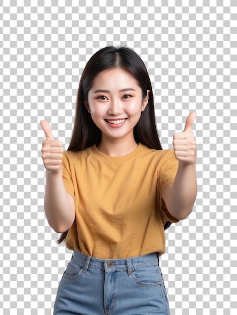 a girl with a thumbs up sign that says thumbs up Isolated on Transparent Background