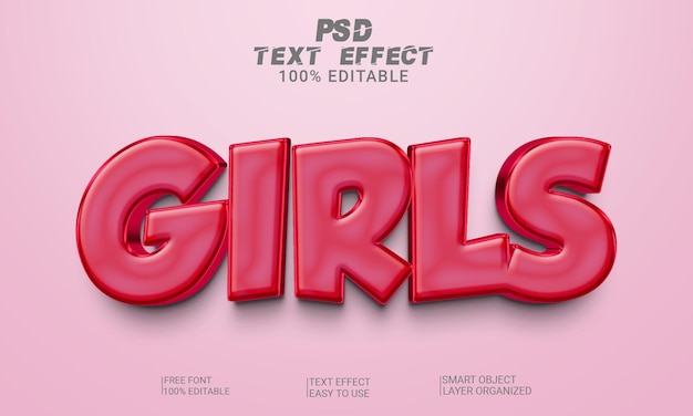 Girls 3d Text Effect