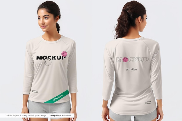 Girls Long Sleeve Tshirt Mockup Front and Back