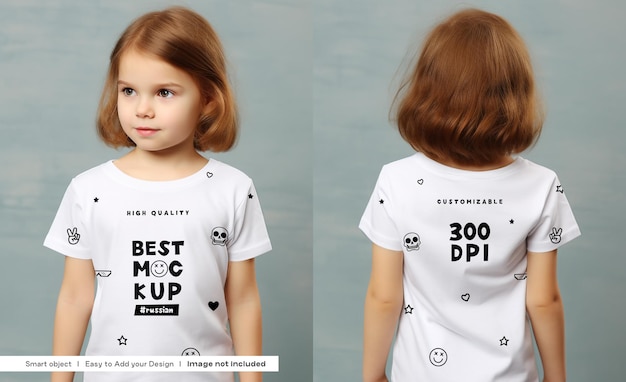 PSD girls tshirt mockup front and back