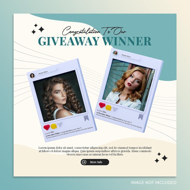 Give away contest banner instagram social media post template