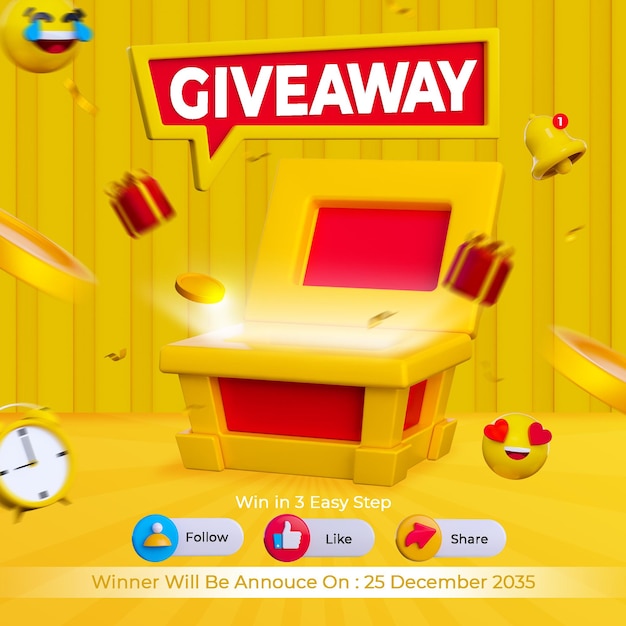 Give away contest banner social media post template