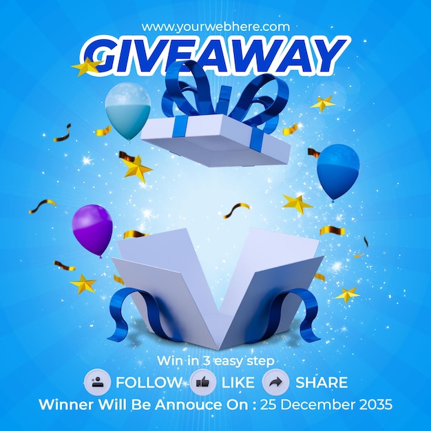 Give away contest banner social media post template