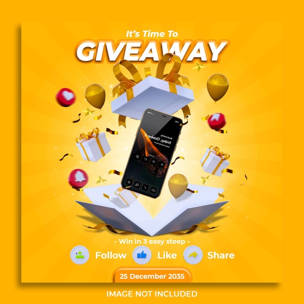 Give away contest banner social media post template