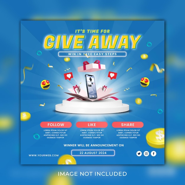 Give away phone social media post template