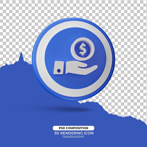 give money 3d render symbol or sign icon