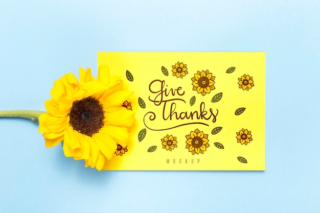 Give thanks mock-up with flower