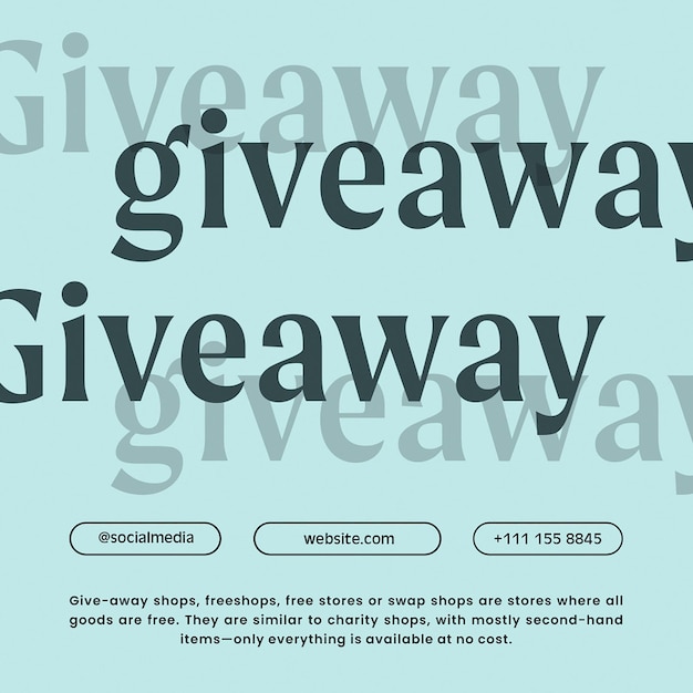 Giveaway instagram post square design template psd social media template post design