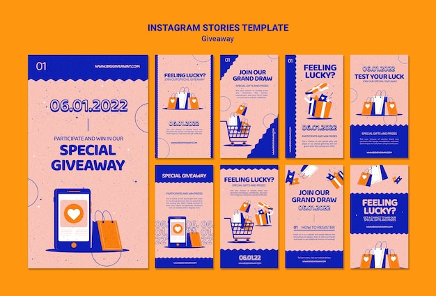 Giveaway instagram stories template design