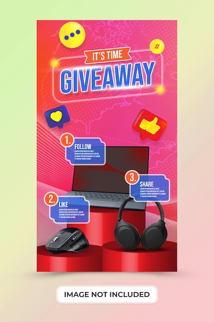 PSD giveaway promotion contest with social media stories template premium psd