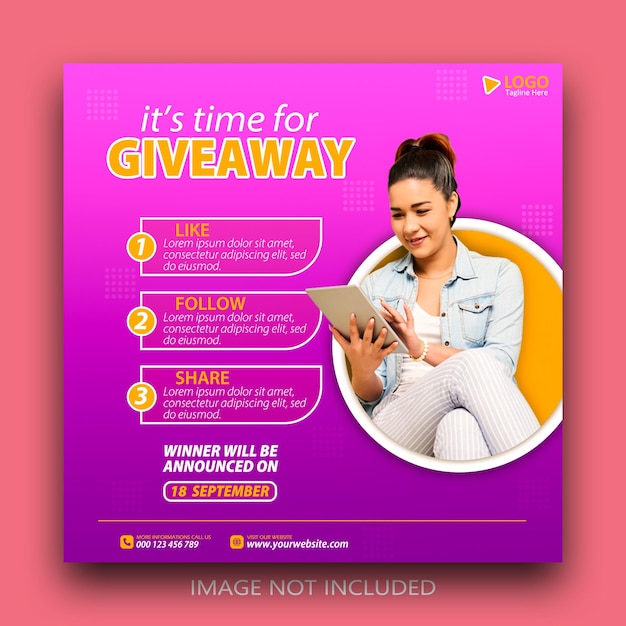 Giveaway promotion social media Instagram post template