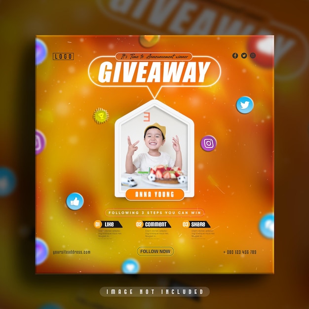 Giveaway promotion for social media post template instagram and facebook