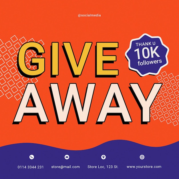 GIVEAWAY social media instagram post template psd design