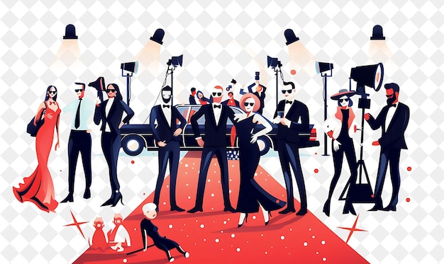 Glamorous Christmas Red Carpet With Celebrities and Paparazz Illustration Christmas Art Design