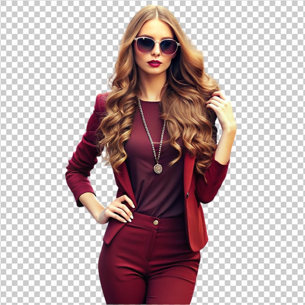 PSD glamour girl with a long hair in sunglasses png