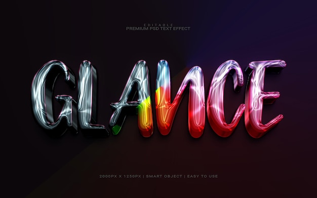 Glance 3d editable premium psd text effect