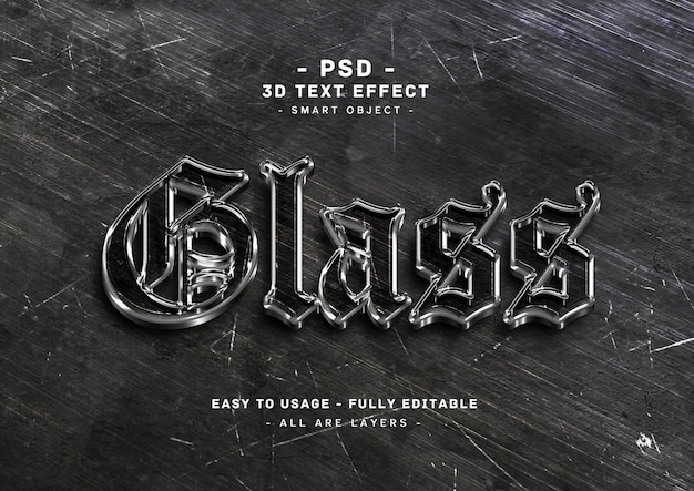 Glass 3d black text style effect