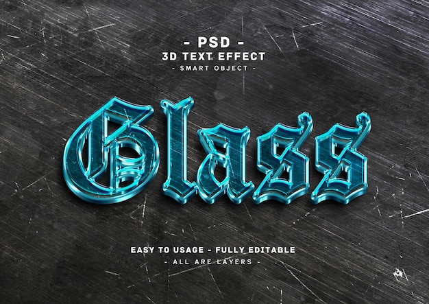 Glass 3d blue text style effect